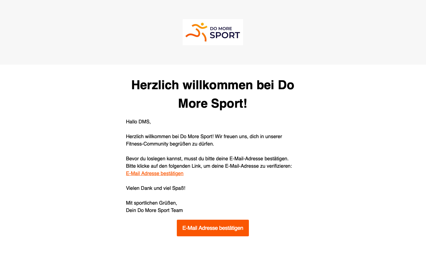 Screenshot der Bestätigungs-E-Mail